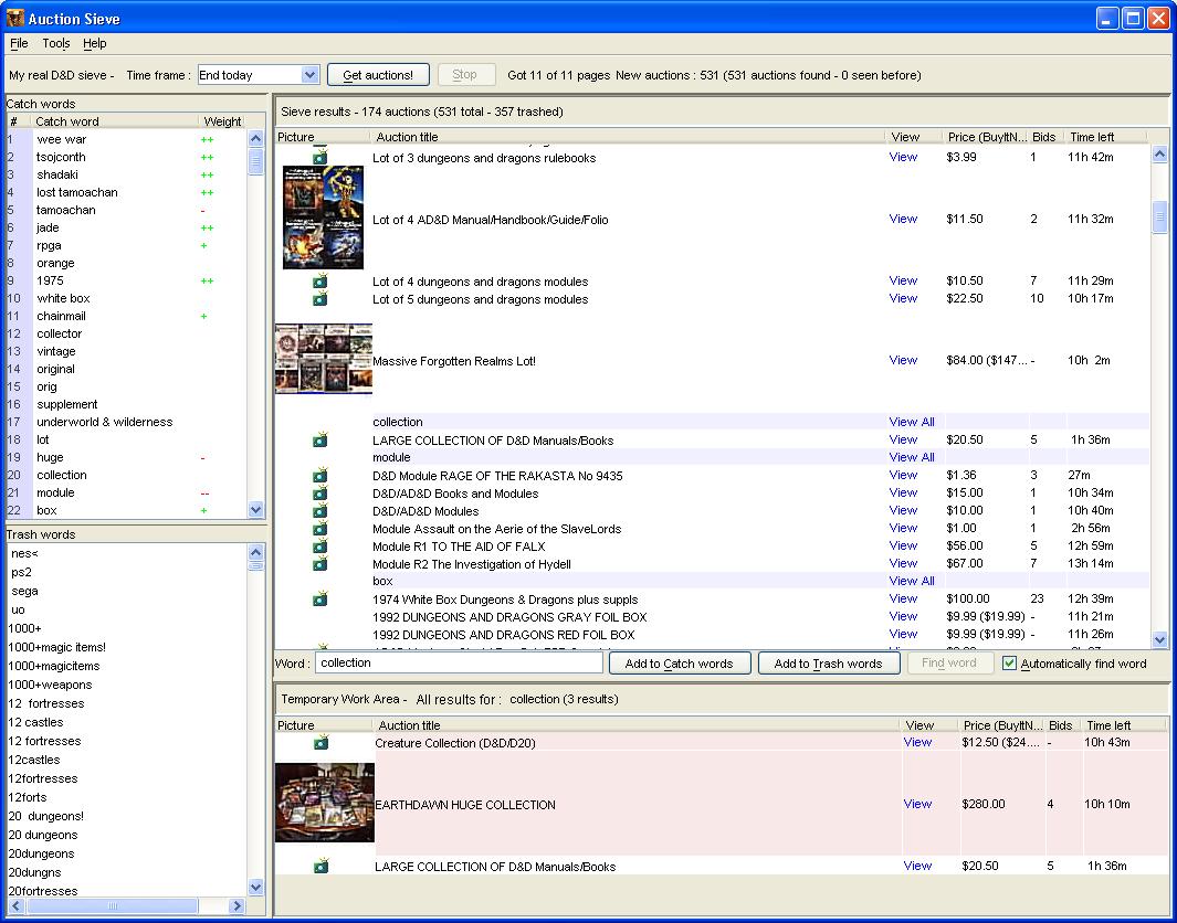 Click to view AuctionSieve 2.5.8 screenshot